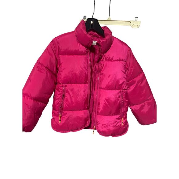 H &M hot pink short puffer jacket 8-9 pockets guc - Picture 1 of 8